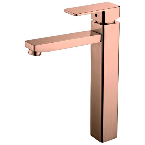 Single Lever Basin Mixer Jumbo with 600mm Long SS Braided Hose  Rose Gold